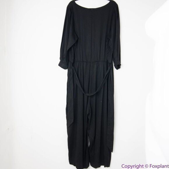 NEW Eloquii black Cropped Jumpsuit with Button Front, 20 - Picture 6 of 16